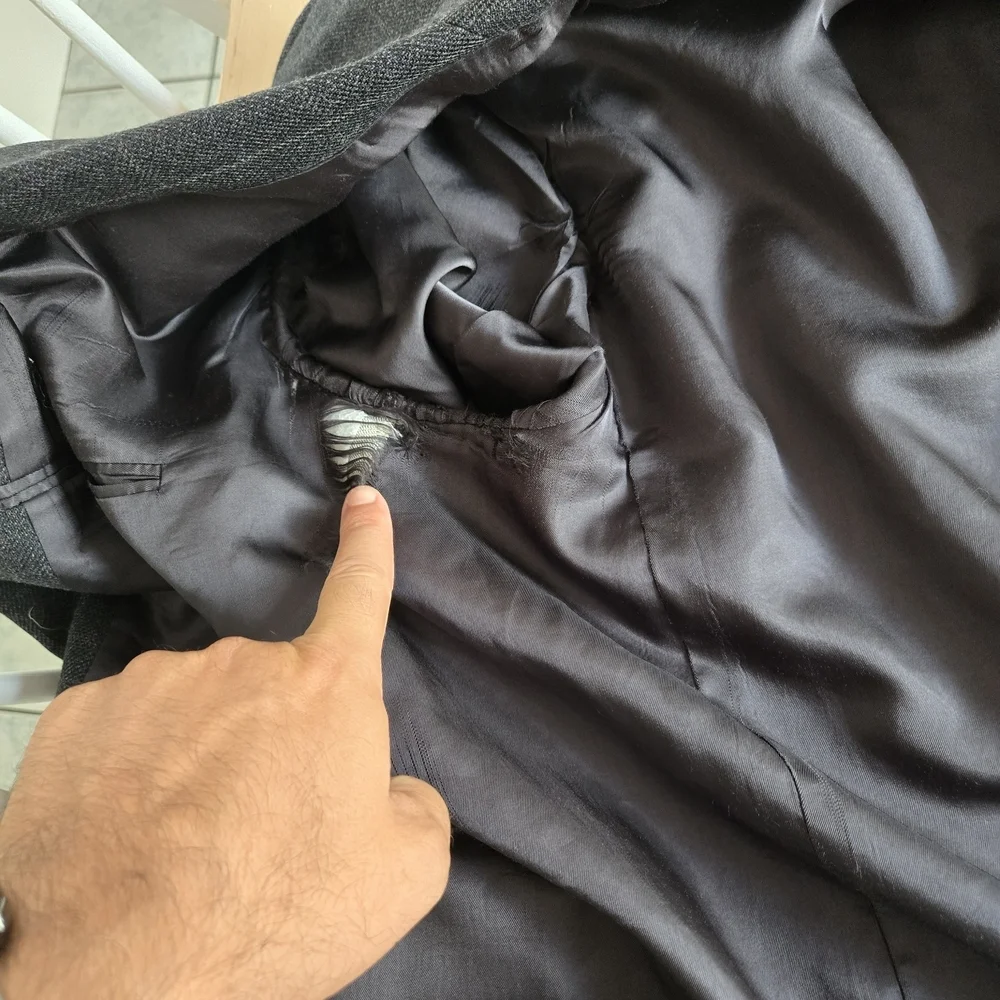 Oscar de la Renta Charcoal Windowpane Lambswool Blazer - Picture 7 of 14